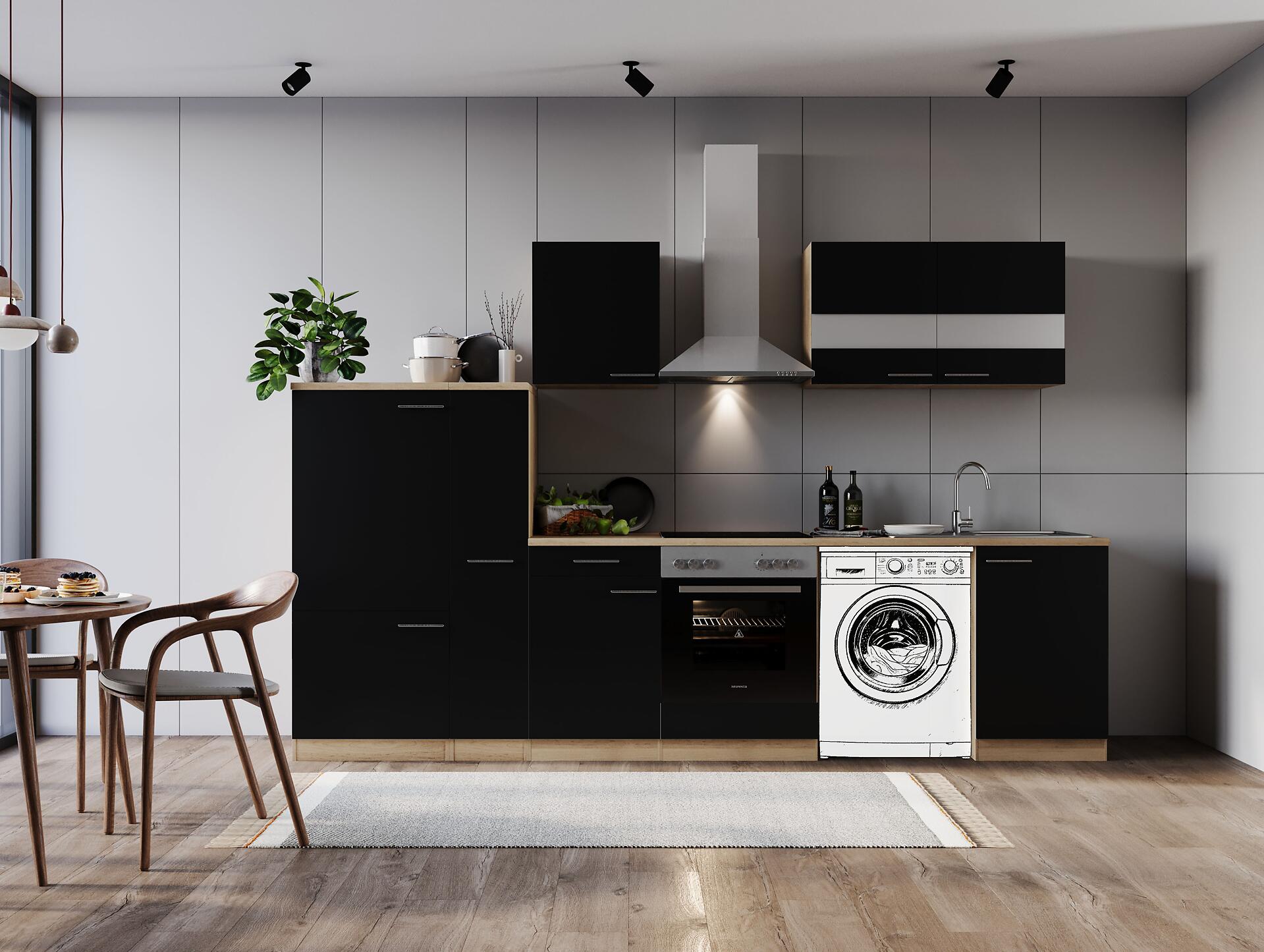 Respekta Küchenblock Merle schwarz B/H/T: ca. 310x200x60 cm