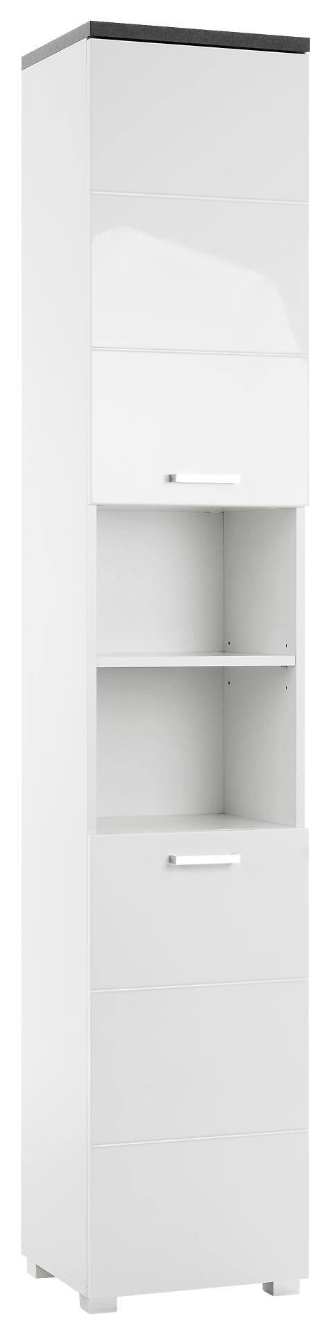 Badhochschrank Praya Dark Concret Nachbildung weiß Hochglanz B/H/T: ca. 36x190x32 cm