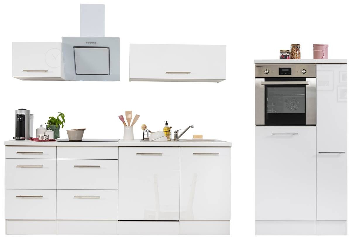 Respekta Küchenblock Amanda weiß Hochglanz B/H/T: ca. 310x200x60 cm