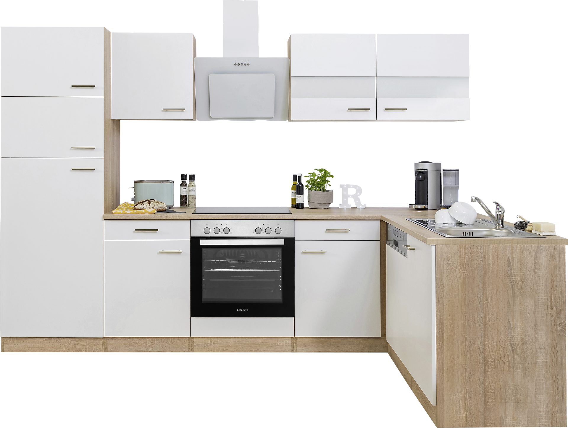 Respekta Winkelküche Economy weiß matt B/H/T: ca. 280x200x172 cm