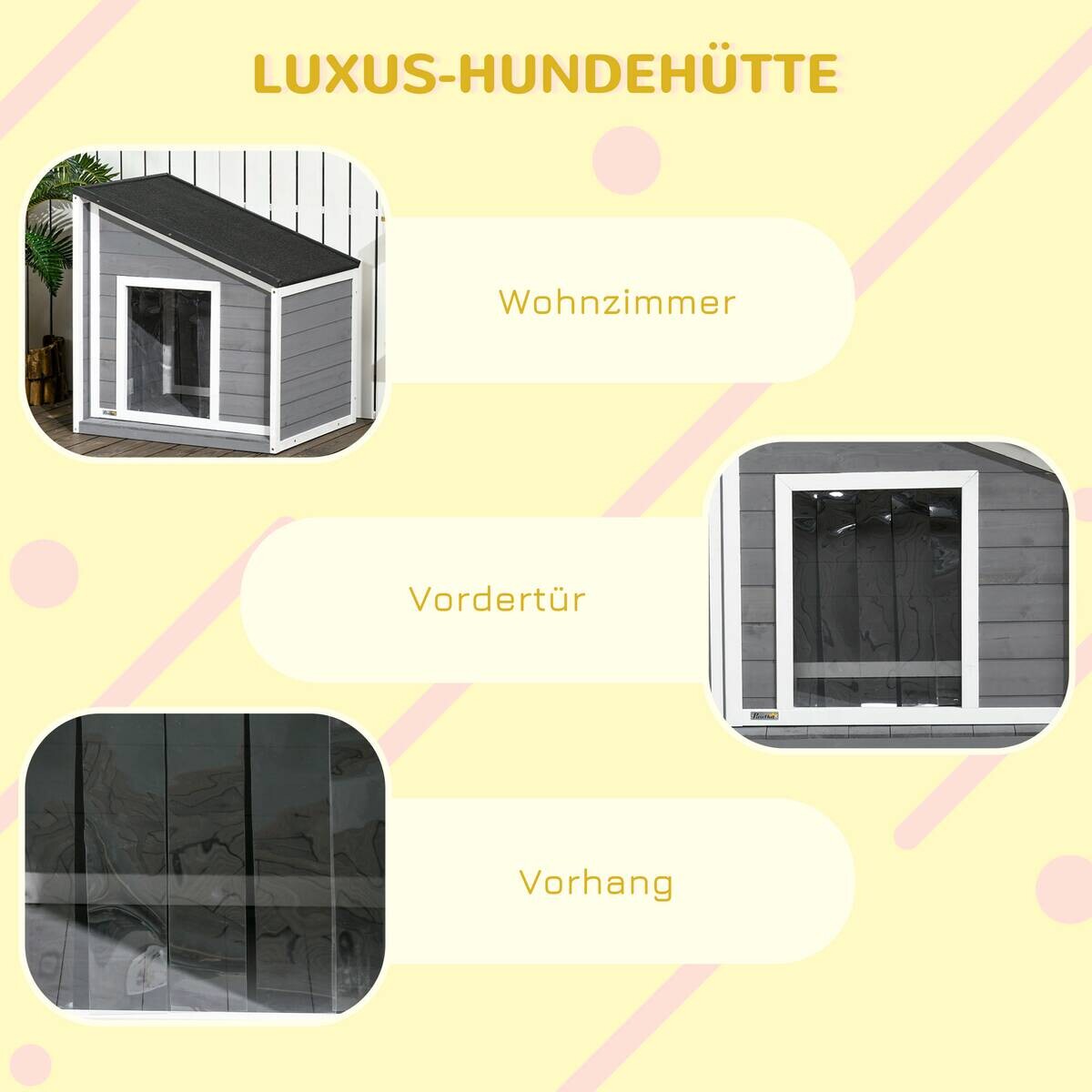 PawHut Hunde-Zubehör weiß Holz B/H/L: ca. 58x71x77 cm