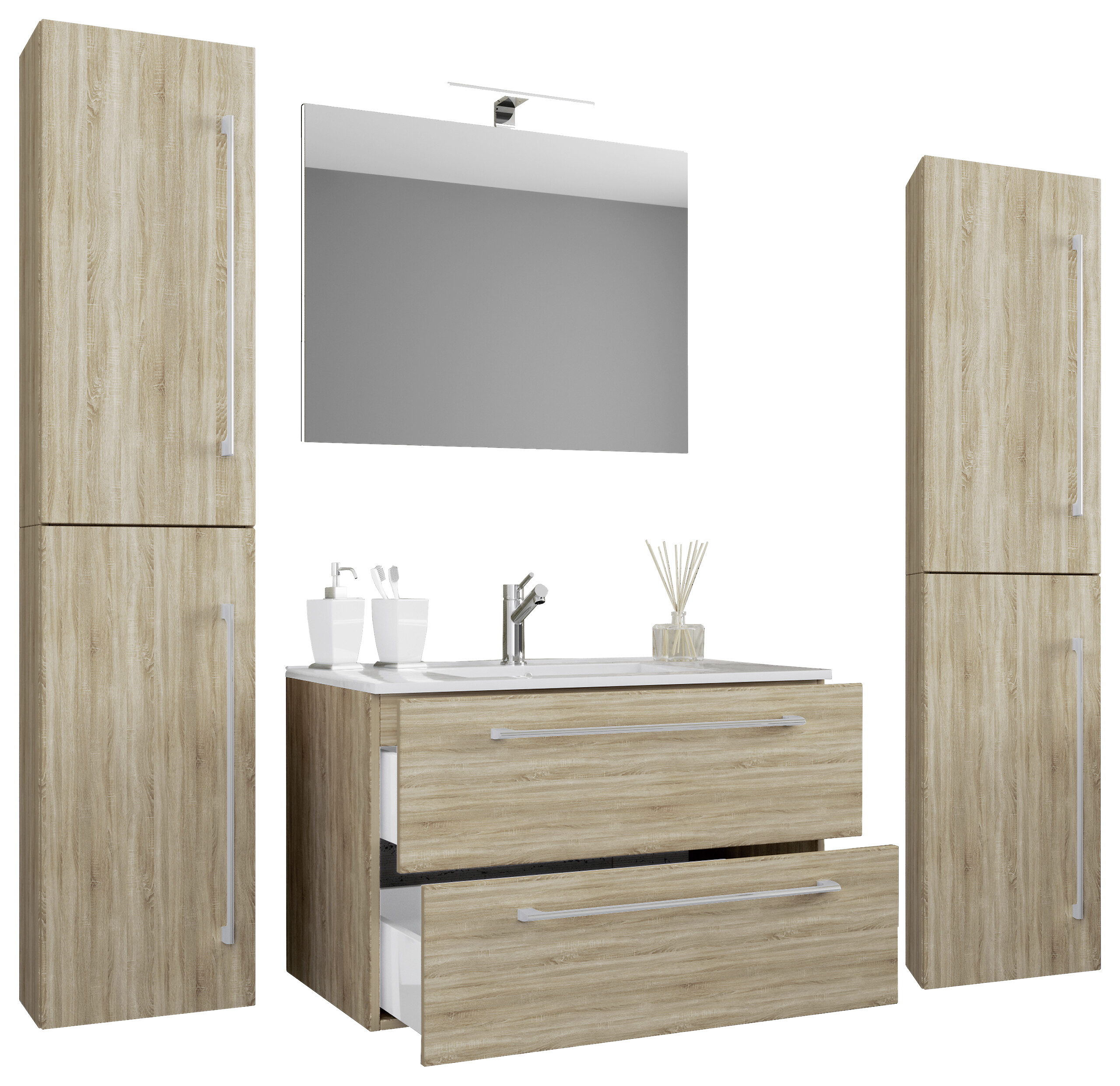 Waschplatz 5tlg-Badinos Eiche Sonoma Nachbildung B/H/T: ca. 80x50x46 cm