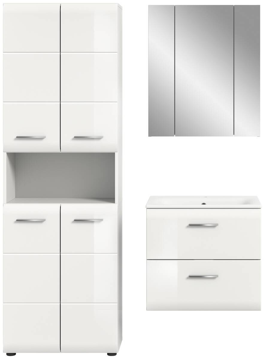 Badezimmer-Set Ice weiß weiß Hochglanz B/H/T: ca. 135x185x46 cm