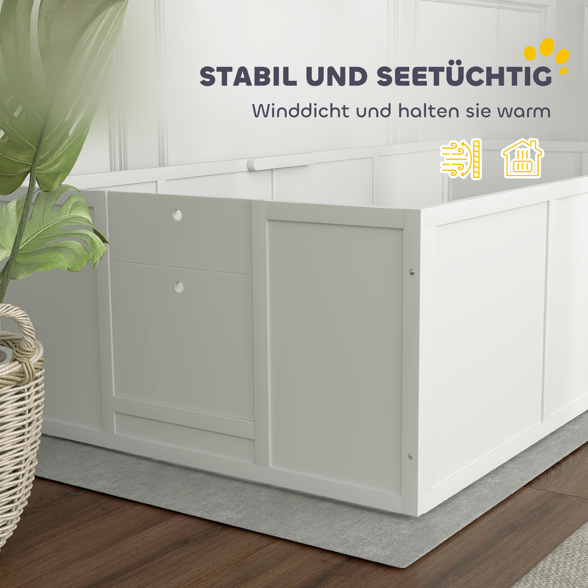 PawHut Wurfkiste für Welpen weiß MDF B/H/L: ca. 96x48x196 cm