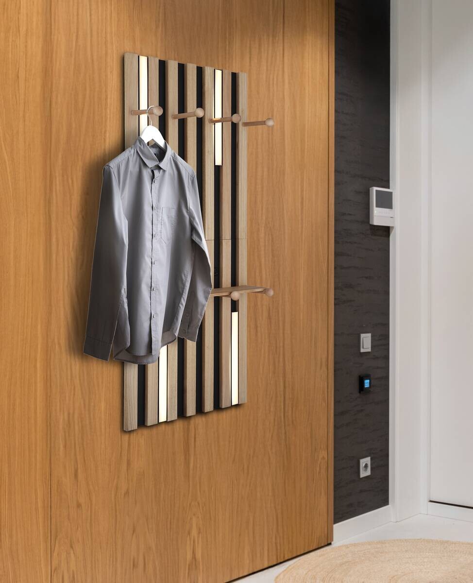 GLOBO Wandleuchte weiß braun mattschwarz Kunststoff Metall Holz B/H: ca. 50x110 cm 1.0 Brennstellen