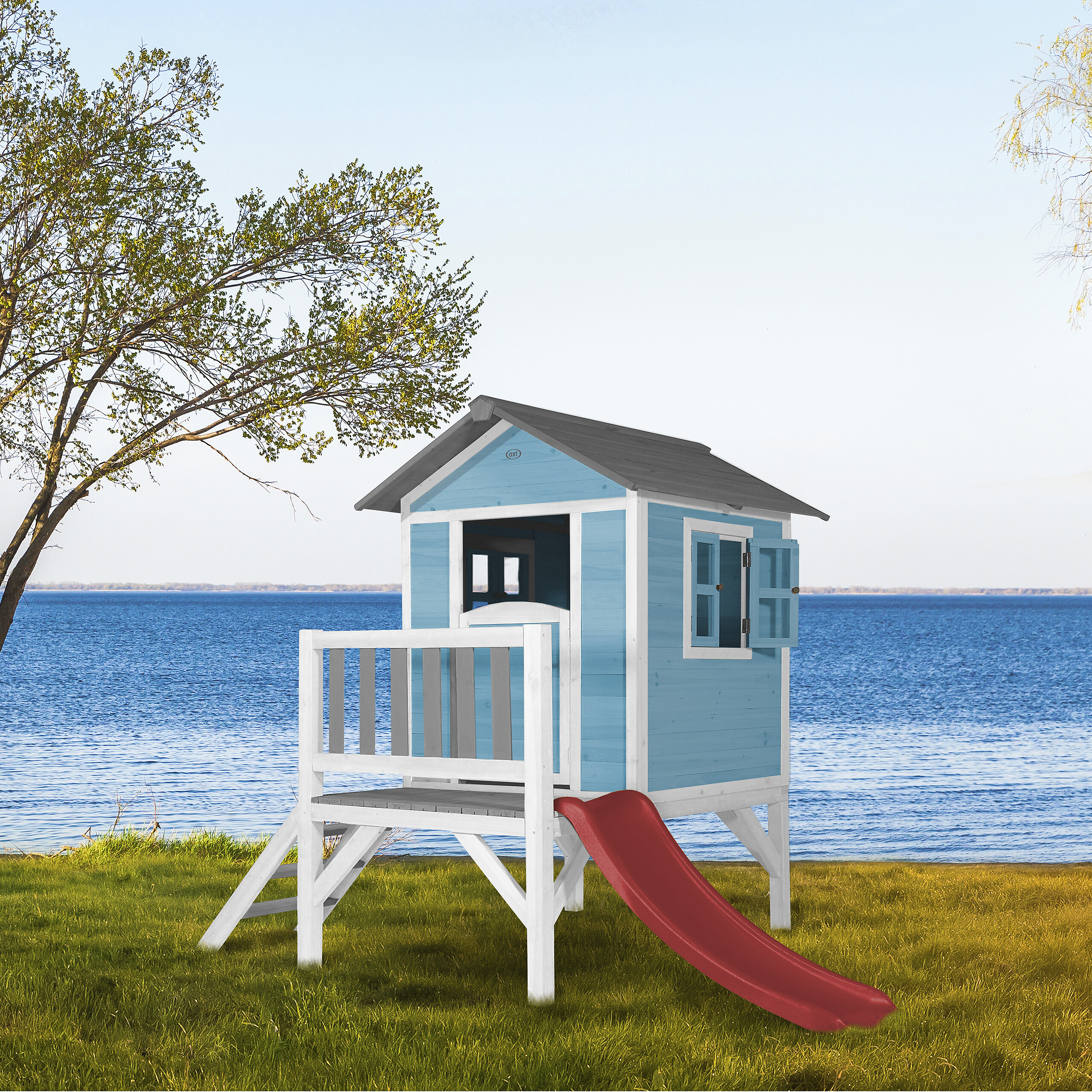 AXI Spielhaus Lodge XL blau B/H/T: ca. 240x189x167 cm