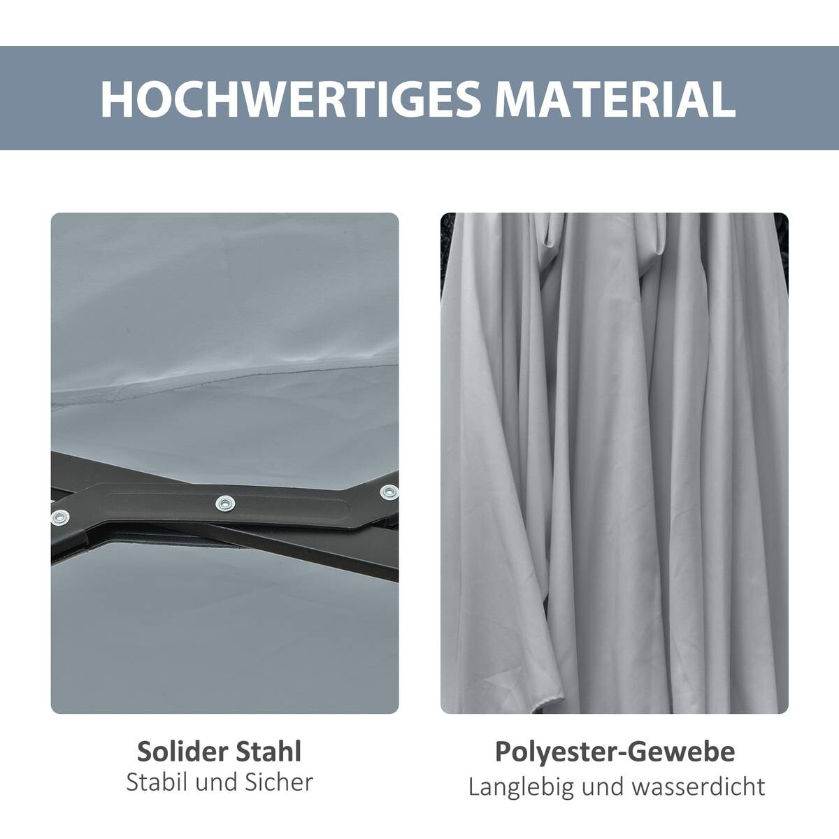 Outsunny Sonnenschirm mit Solar-LED-Leuchte bunt Metall B/H/L: ca. 265x240x450 cm