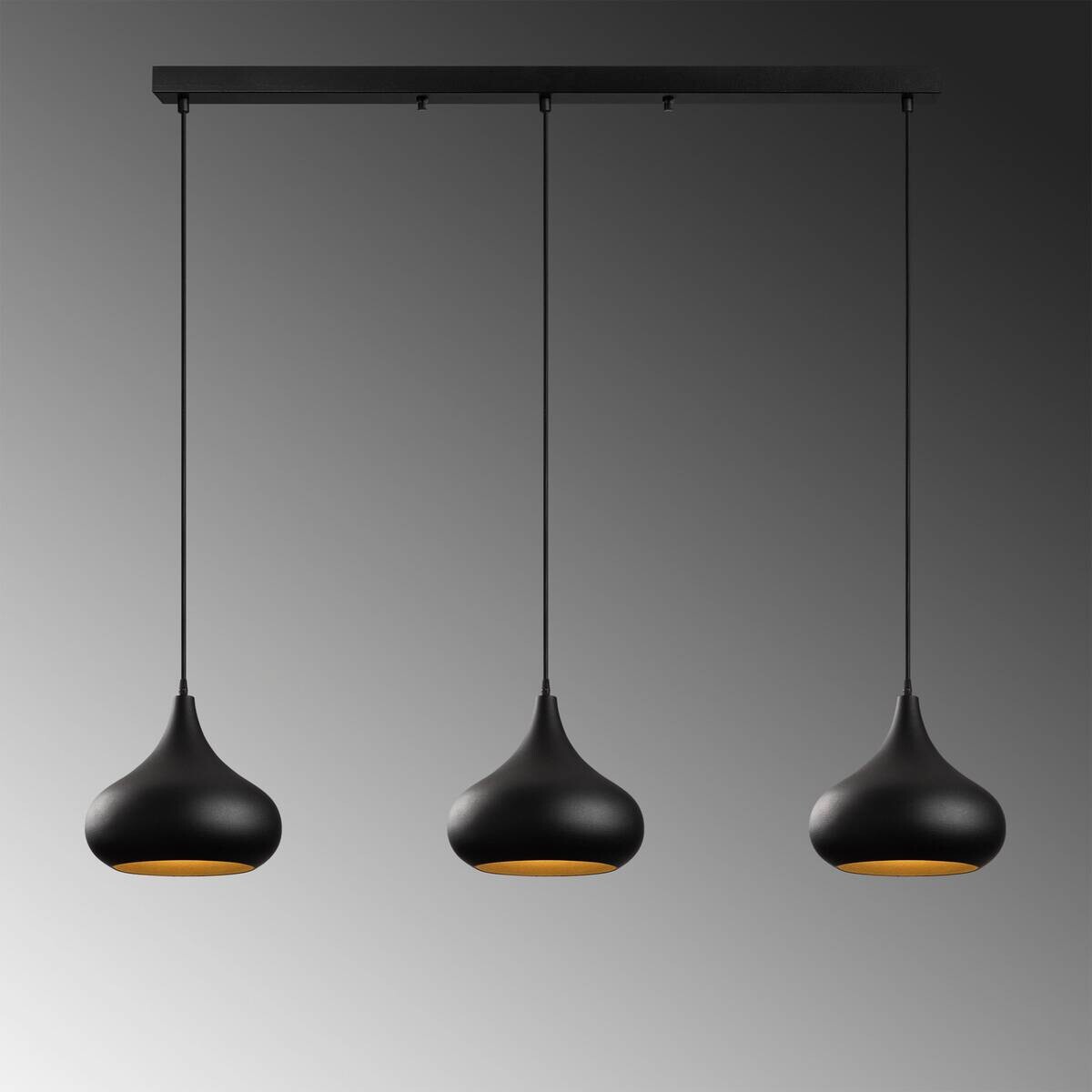 Opviq Pendelleuchte Muba-11554 schwarz B/H/T/L: ca. 140x126x30x140 cm E27 3 Brennstellen