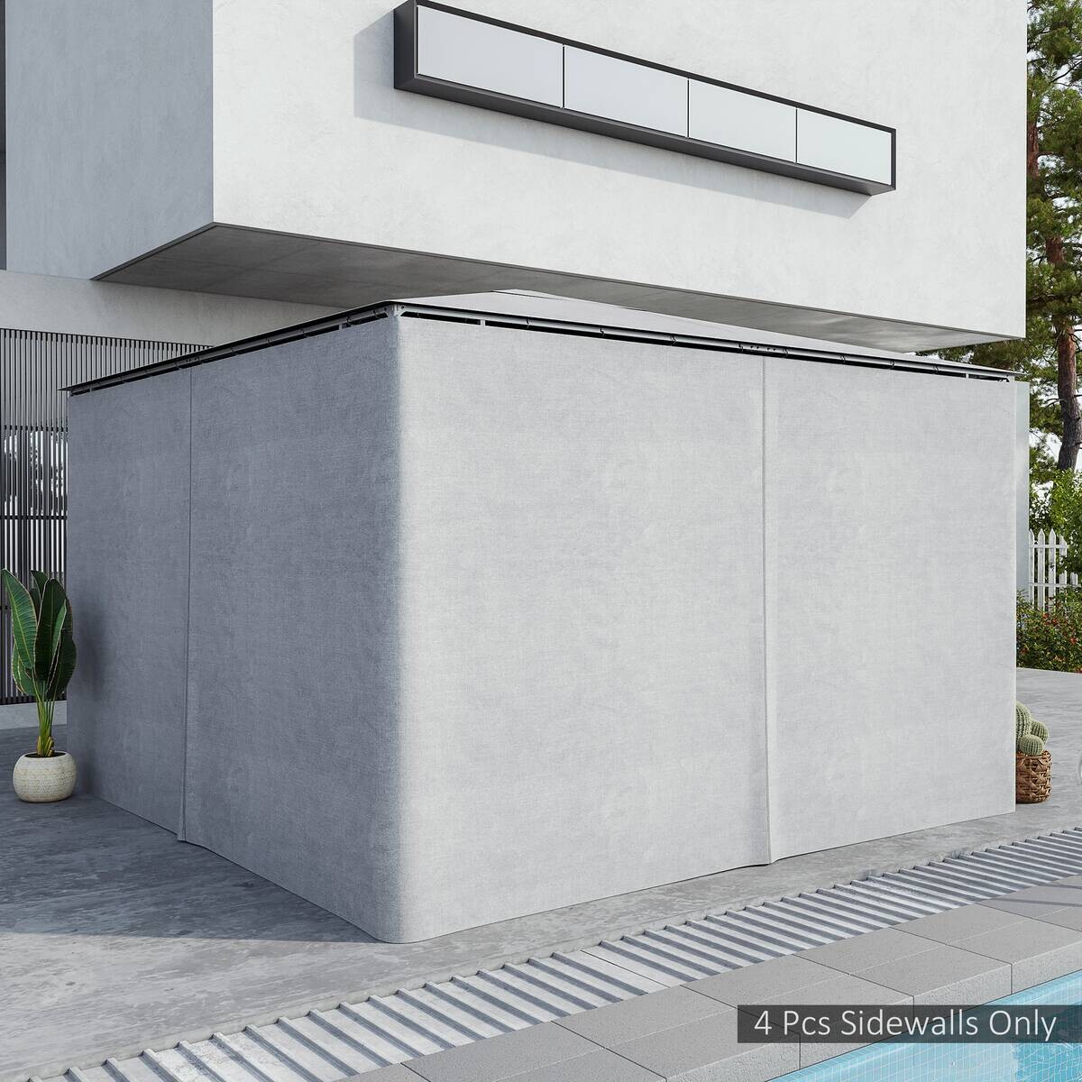 Outsunny Pavillon-Zubehör hellgrau Polypropylen H/L: ca. 352x205 cm