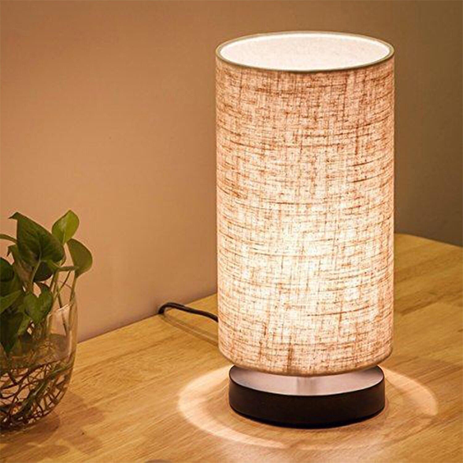 Opviq Tischleuchte creme PVC Metall B/H/L: ca. 15x28x15 cm E14 1 Brennstellen