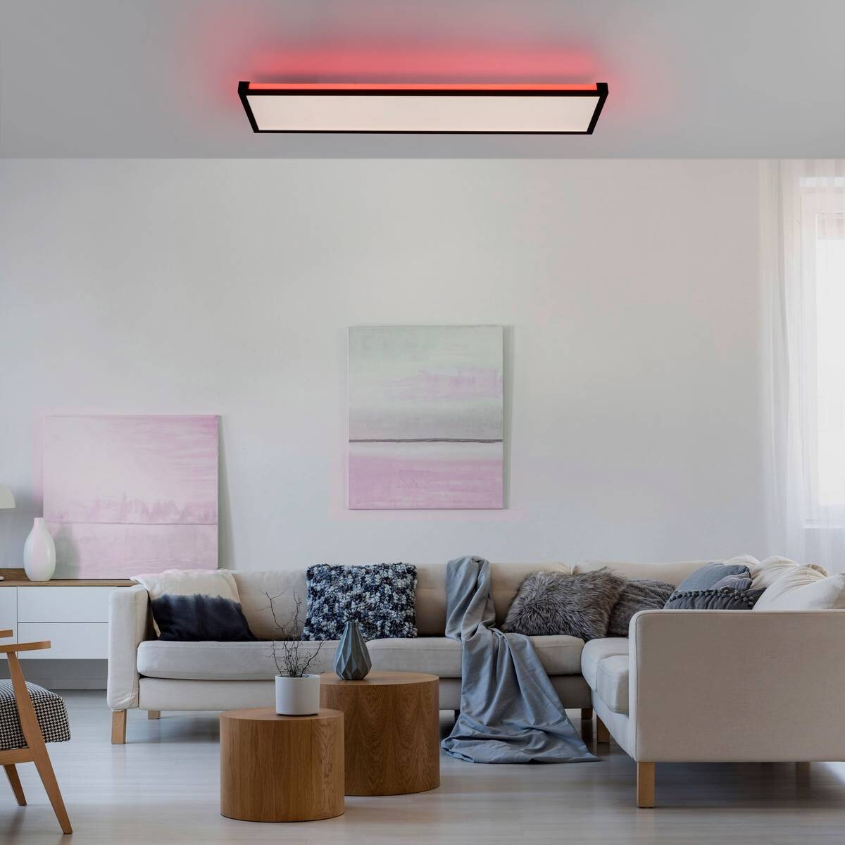 Just Light LED-Deckenleuchte MARIO 11622-18 schwarz weiß Kunststoff Metall B/H/T: ca. 25x7,1x100 cm 2 Brennstellen