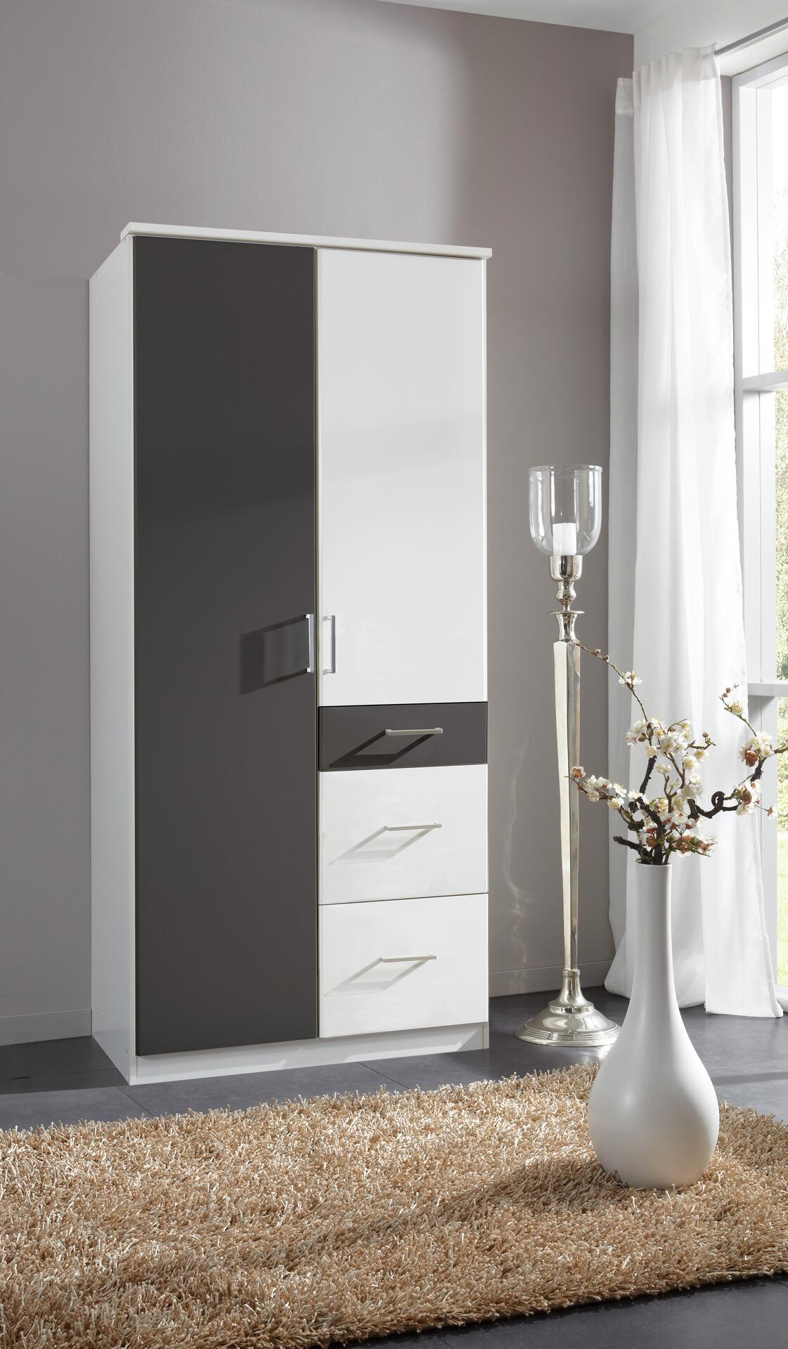 Kleiderschrank Click Alpinweiß Graphit B/H/T: ca. 90x199x58 cm