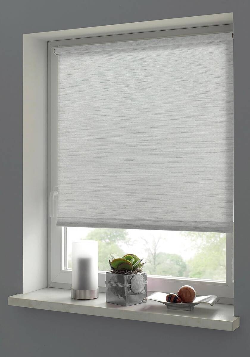 Boviva Klebe-/Klemmrollo Lino Silbergrau B/L: ca. 75x150 cm