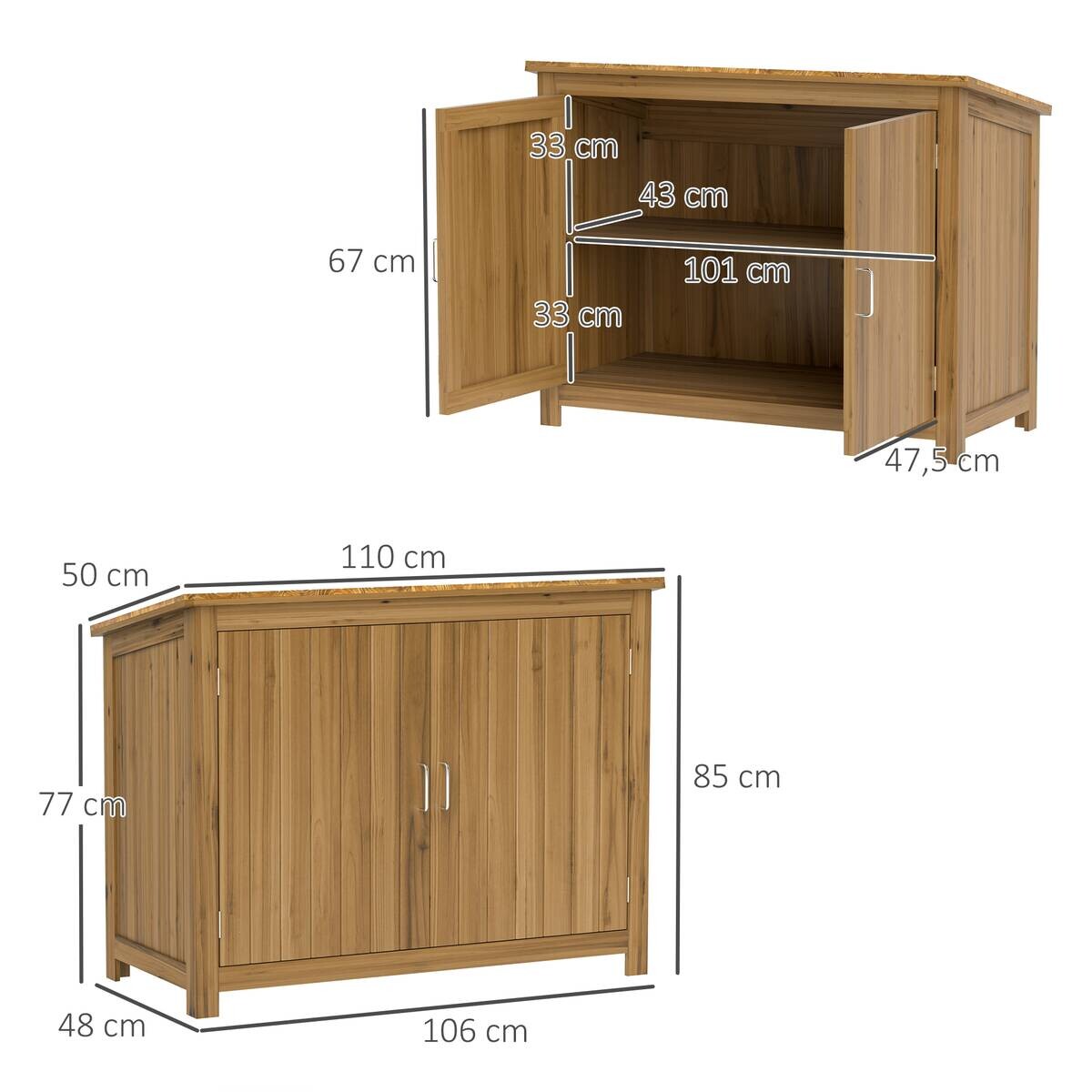 Outsunny Gartenschrank braun Holz B/H/L: ca. 50x85x110 cm