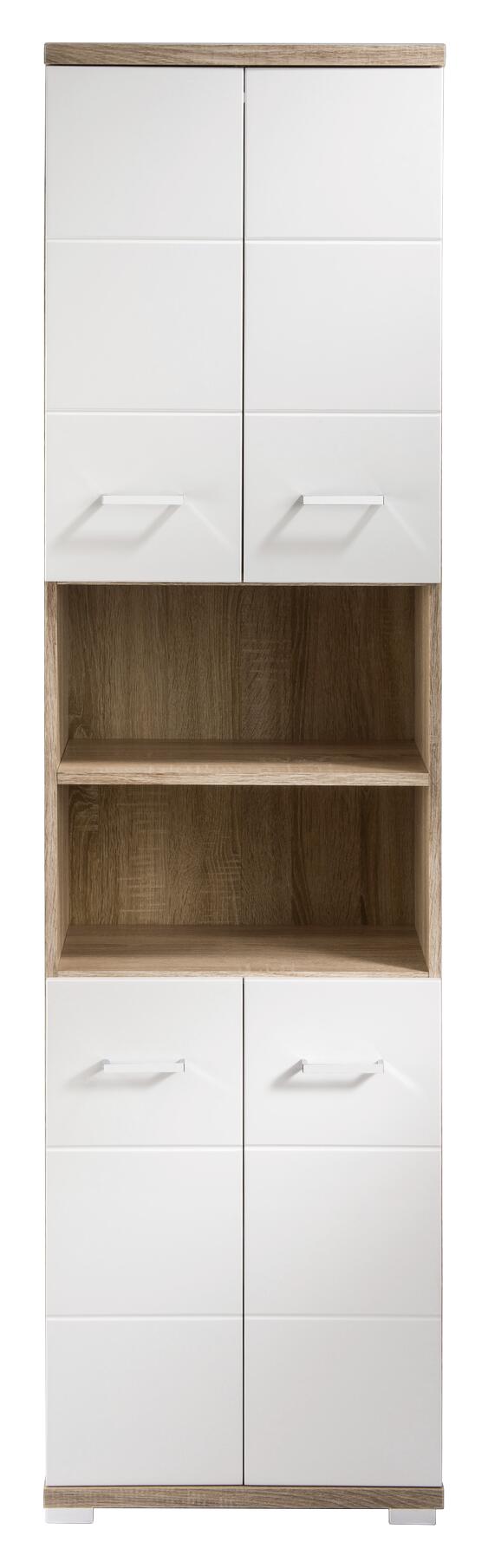 Hochschrank NEBRASKA Eiche Nachbildung weiß Hochglanz B/H/T: ca. 50x192x31,5 cm