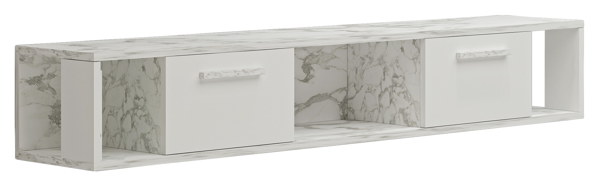 TV-Lowboard Aldora weiß Marmoroptik B/H/T: ca. 160x30x30 cm TV-Lowboard Aldora weiß Marmoroptik B/H/T: ca. 160x30x30 cm