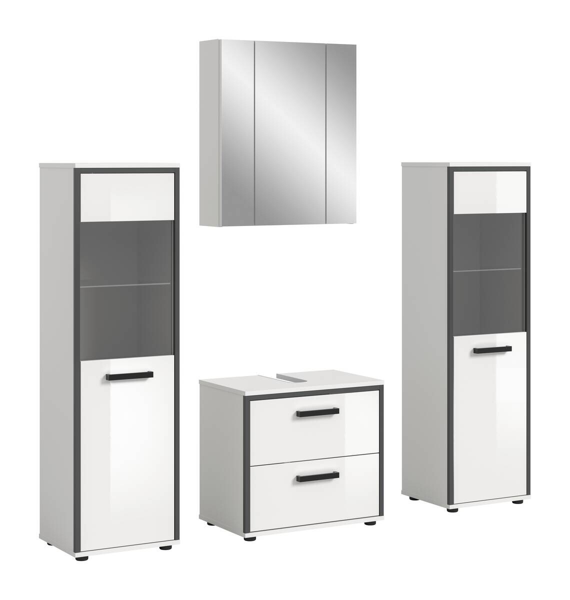 Badblock KOJAK weiß Hochglanz anthrazit grau B/H/T: ca. 171x188x37 cm