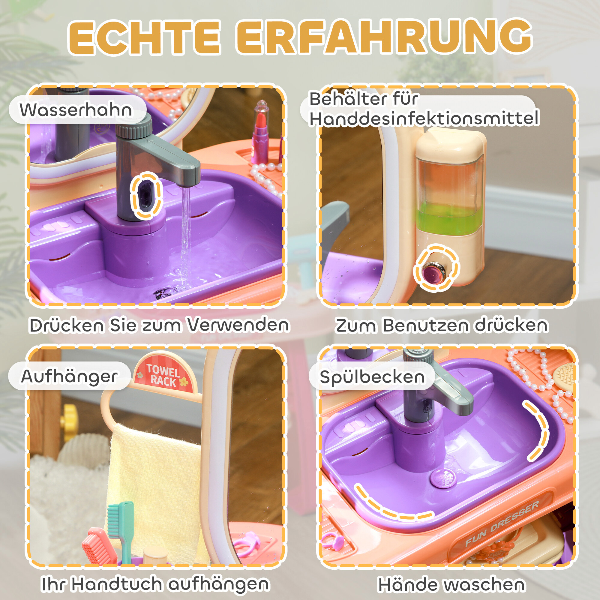 AIYAPLAY Kinder Schminktisch Set B/H/L: ca. 29x71x55 cm