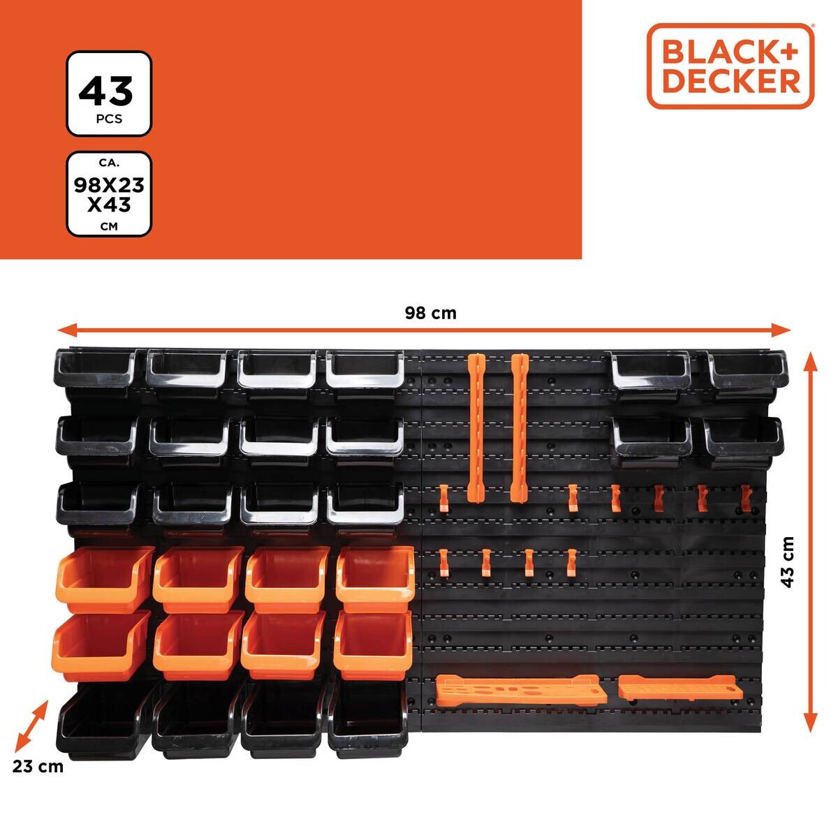 BLACK+DECKER Werkzeugwand orange B/H/L: ca. 14,2x56,3x50 cm