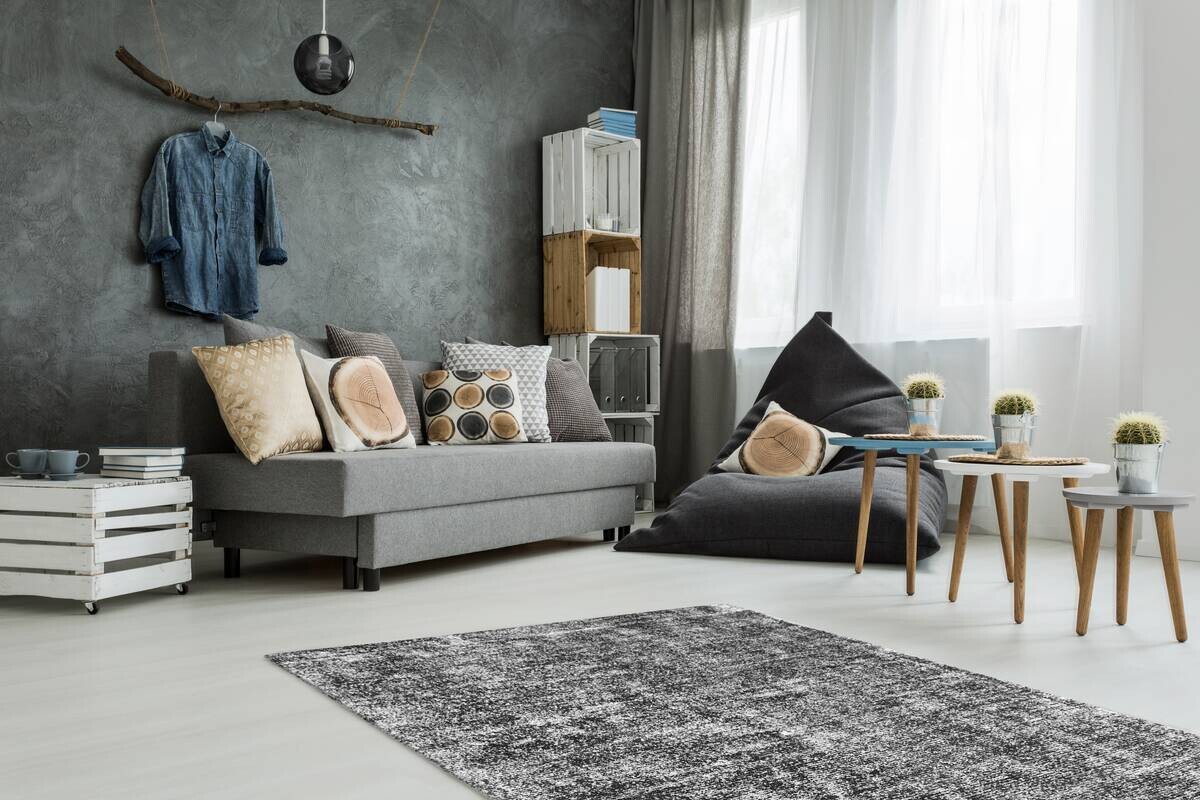 Kayoom Kurzflorteppich Etna 110 anthrazit B/H/L: ca. 120x0,9x170 cm