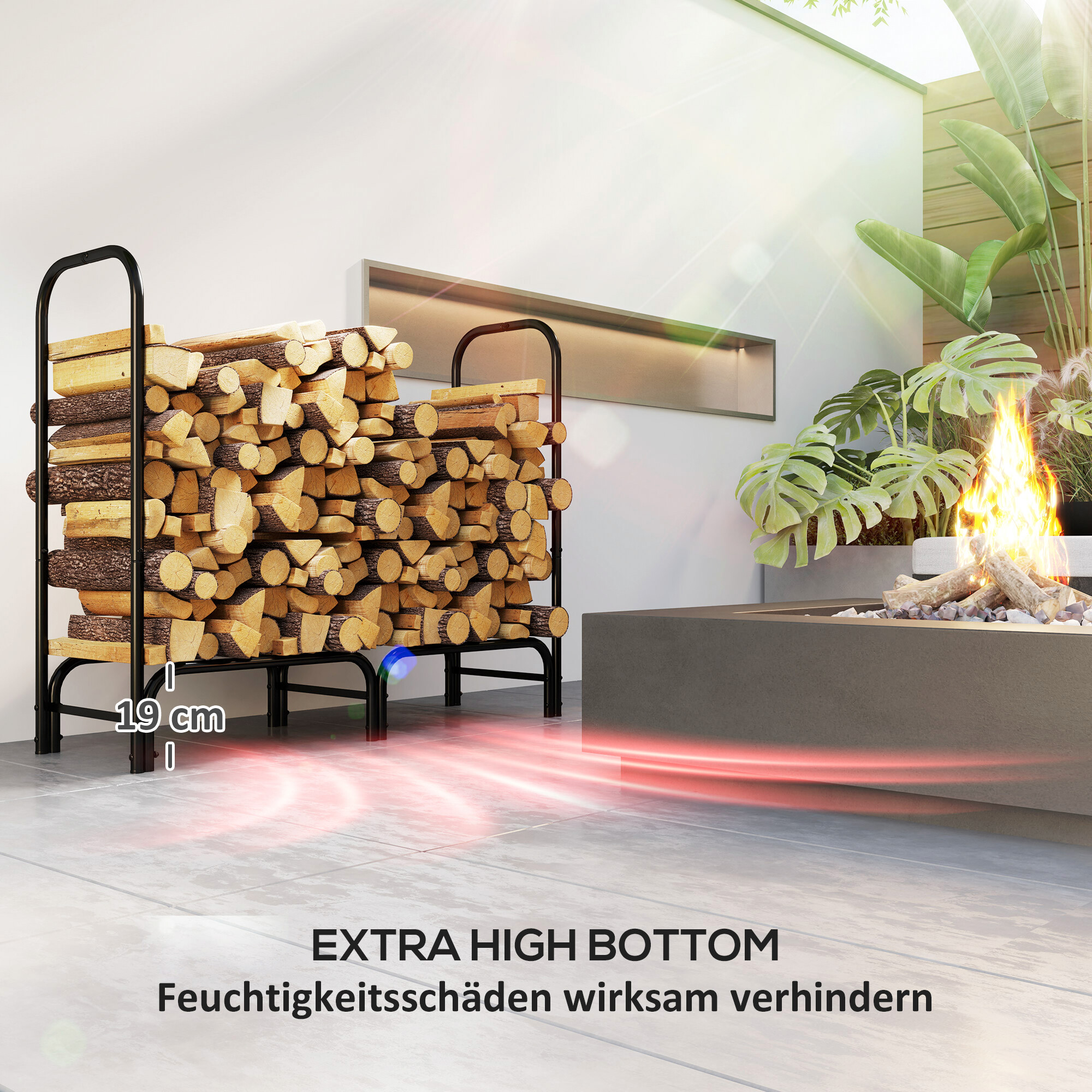 Outsunny Kaminholzregal schwarz B/H/L: ca. 36x99x120 cm