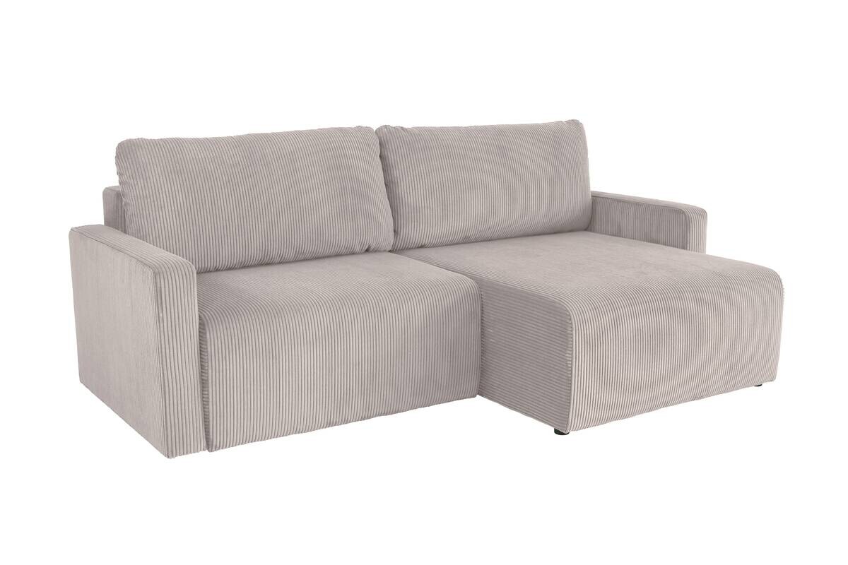 Ecksofa mit Bettfunktion und Bettkasten hellgrau Microfaser B/H/T: ca. 227x92x146 cm