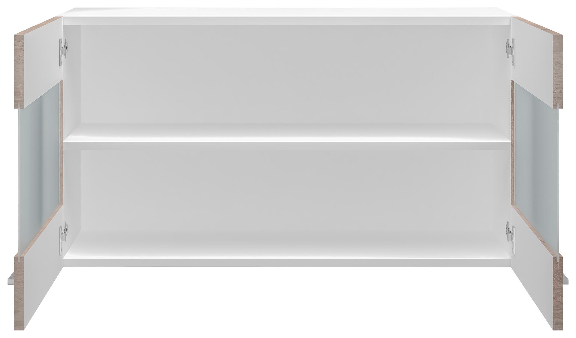 Glashängeschrank Samoa weiß Eiche Nachbildung B/H/T: ca. 100x54,8x32 cm Glashängeschrank Samoa weiß Eiche Nachbildung B/H/T: ca. 100x54,8x32 cm