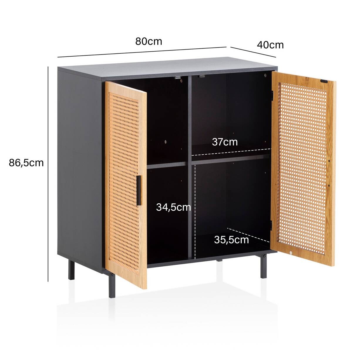 Sideboard schwarz Eiche Optik B/H/T: ca. 80x86,5x40 cm