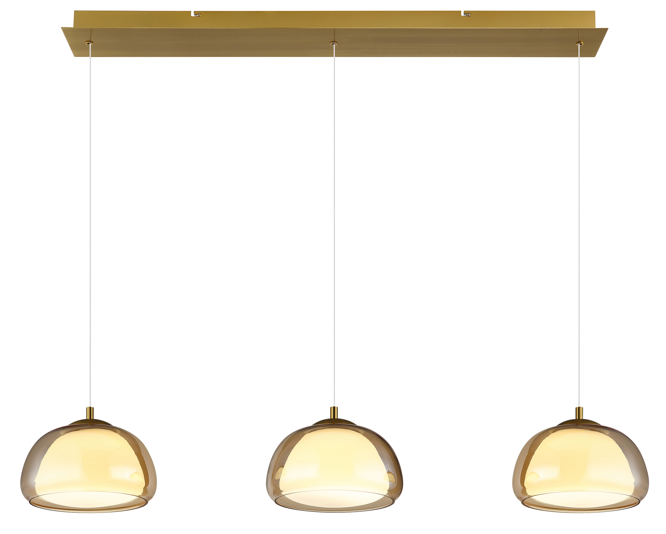 GLOBO Hängeleuchte gold Metall Glas B/H/L: ca. 36x21x101 cm