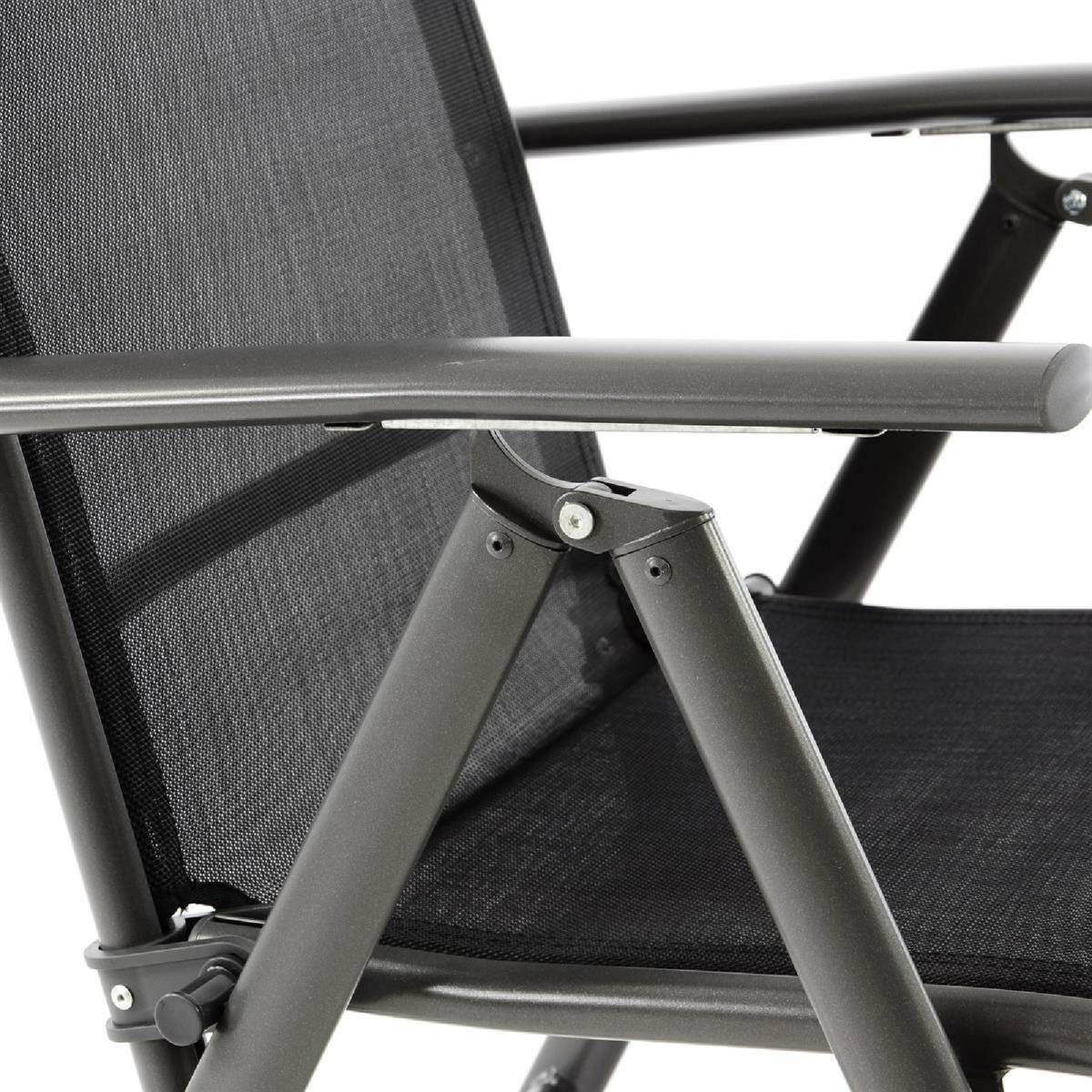 VCM Klappsessel schwarz Textilene B/H/T: ca. 55x112x60 cm