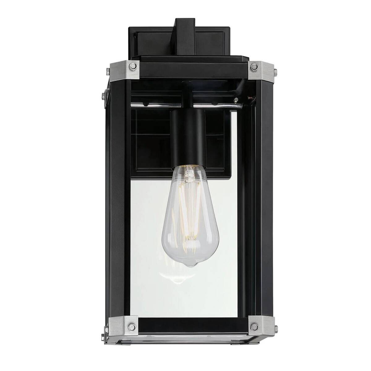 Westinghouse Außenwandleuchte Glendora mattschwarz Metall Glas B/H/L: ca. 18x38x21 cm E27 1 Brennstellen