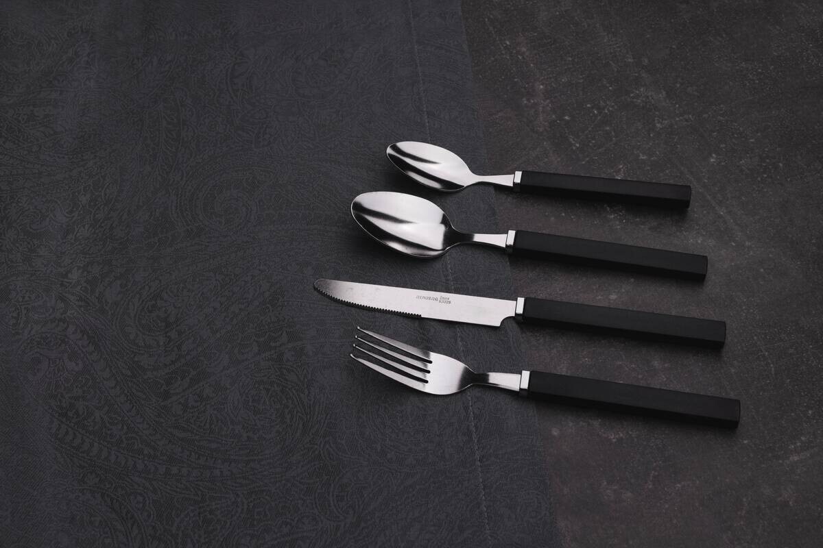 RENBERG Besteckset FUNNY BLACK schwarz Edelstahl 24 tlg.