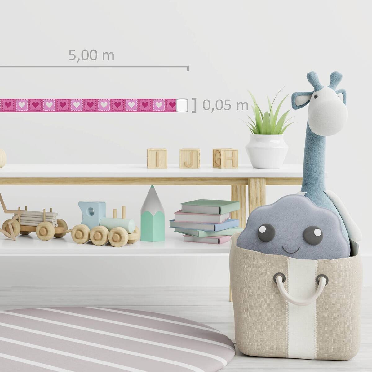 A.S.Creation Bordüre bunt rosa weiß B/H/D: ca. 5x500x7,9 cm