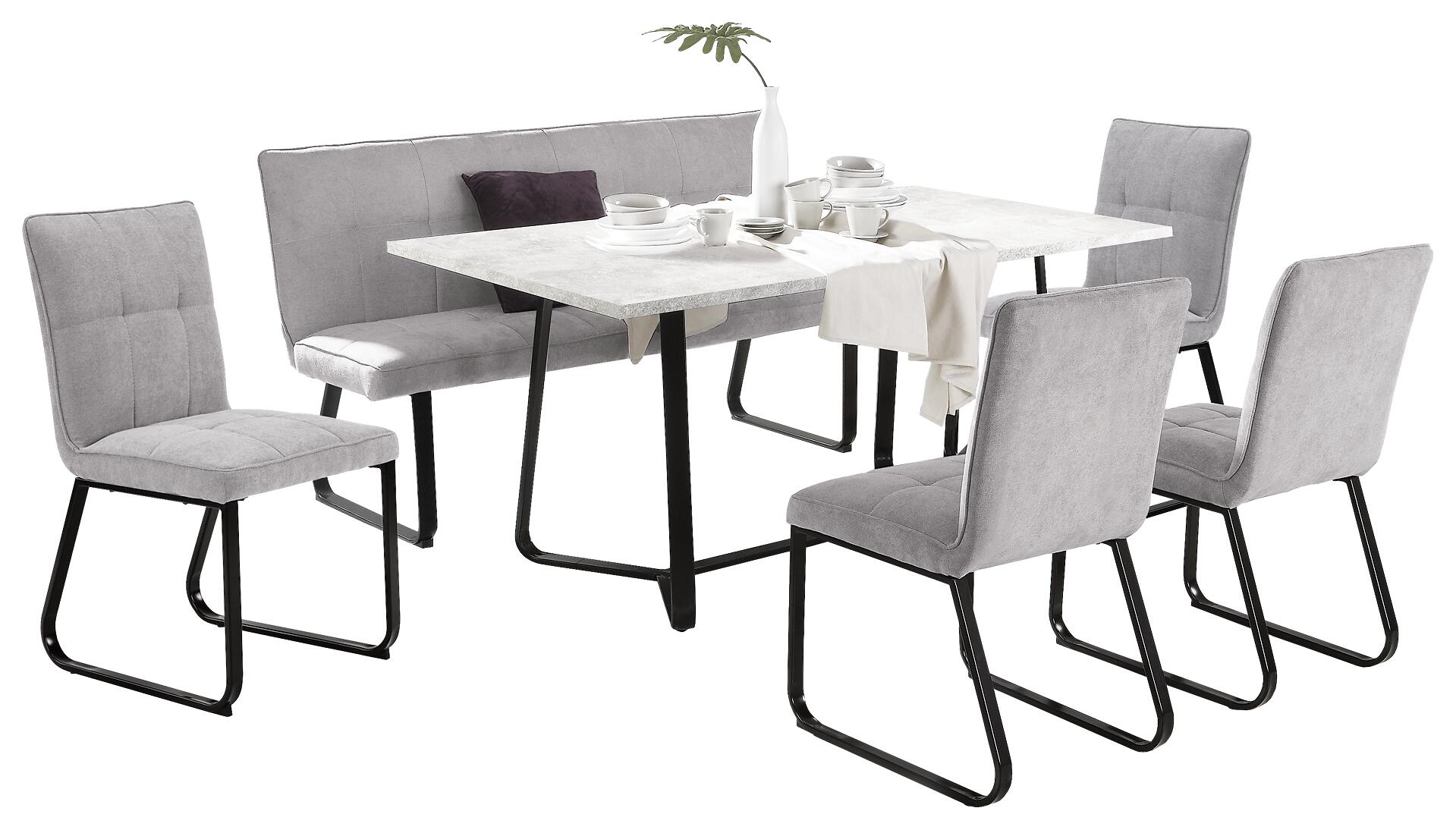 Stuhl TALEA  2er-Set hellgrau schwarz Webstoff Metall B/H/T: ca. 46x86x55 cm