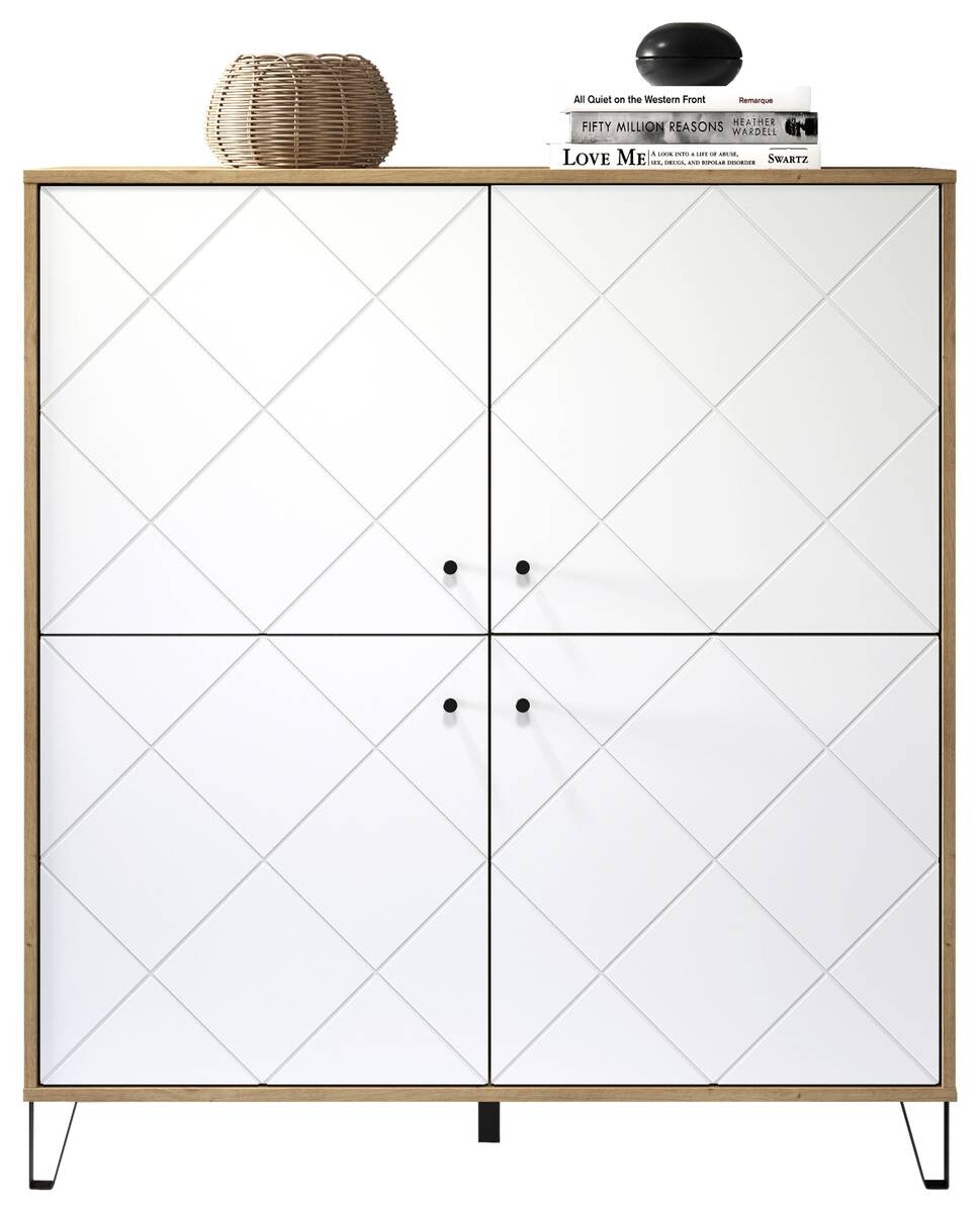 Highboard Touch Eiche Artisan Nachbildung weiß matt B/H/T: ca. 123x136x40 cm