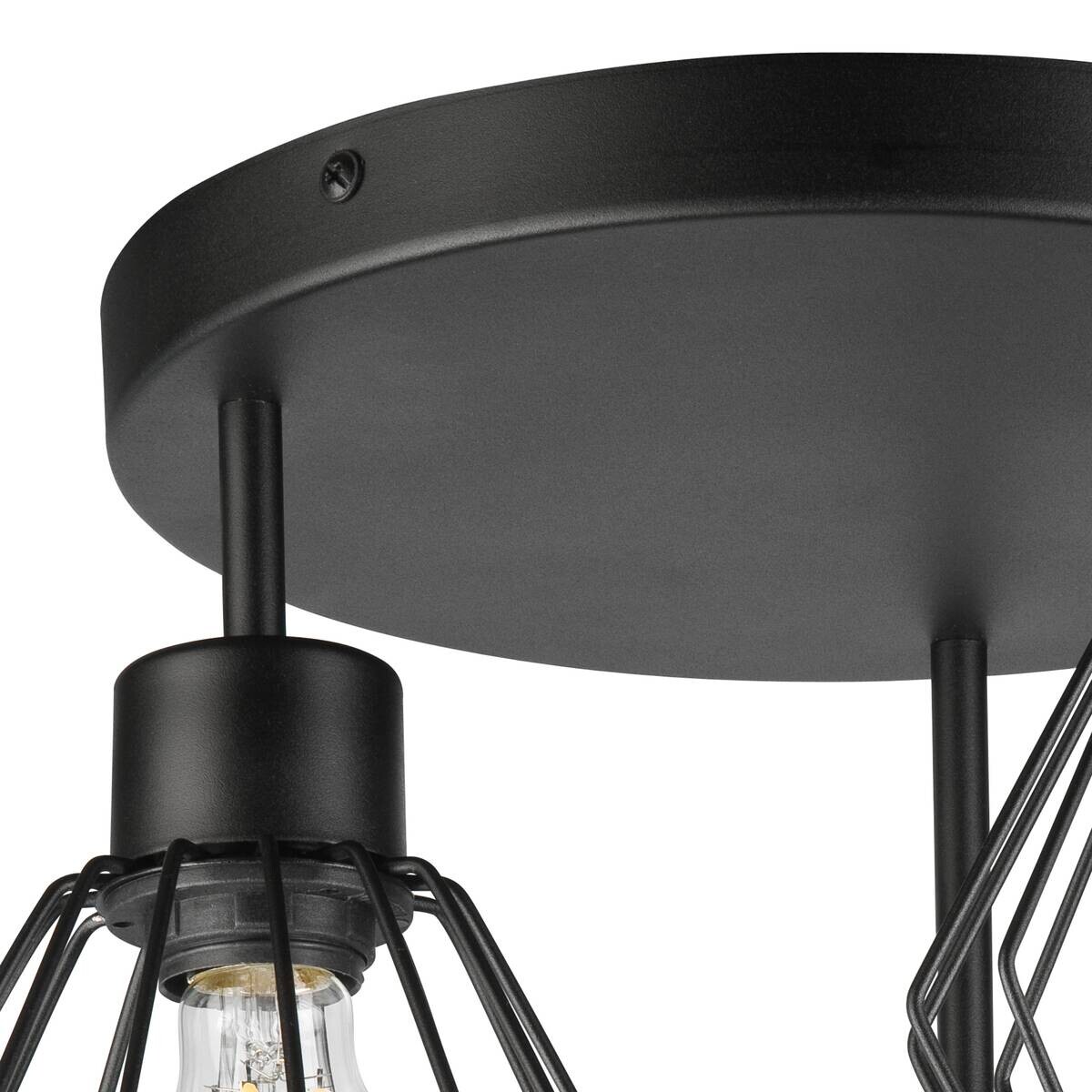 Lamkur Deckenleuchte Audrey schwarz Stahl Glas H/L: ca. 32x38 cm E27 3 Brennstellen