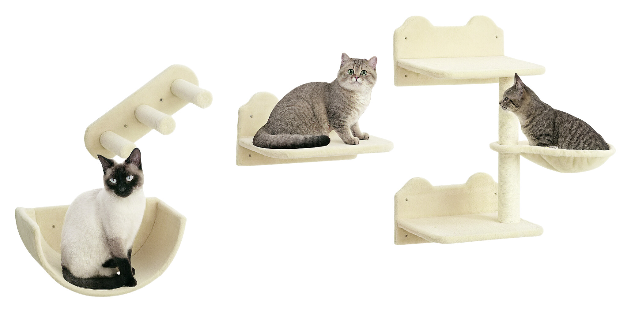 PawHut Katzen Kletterwand beige Polyester B/H/L: ca. 28x73x40 cm