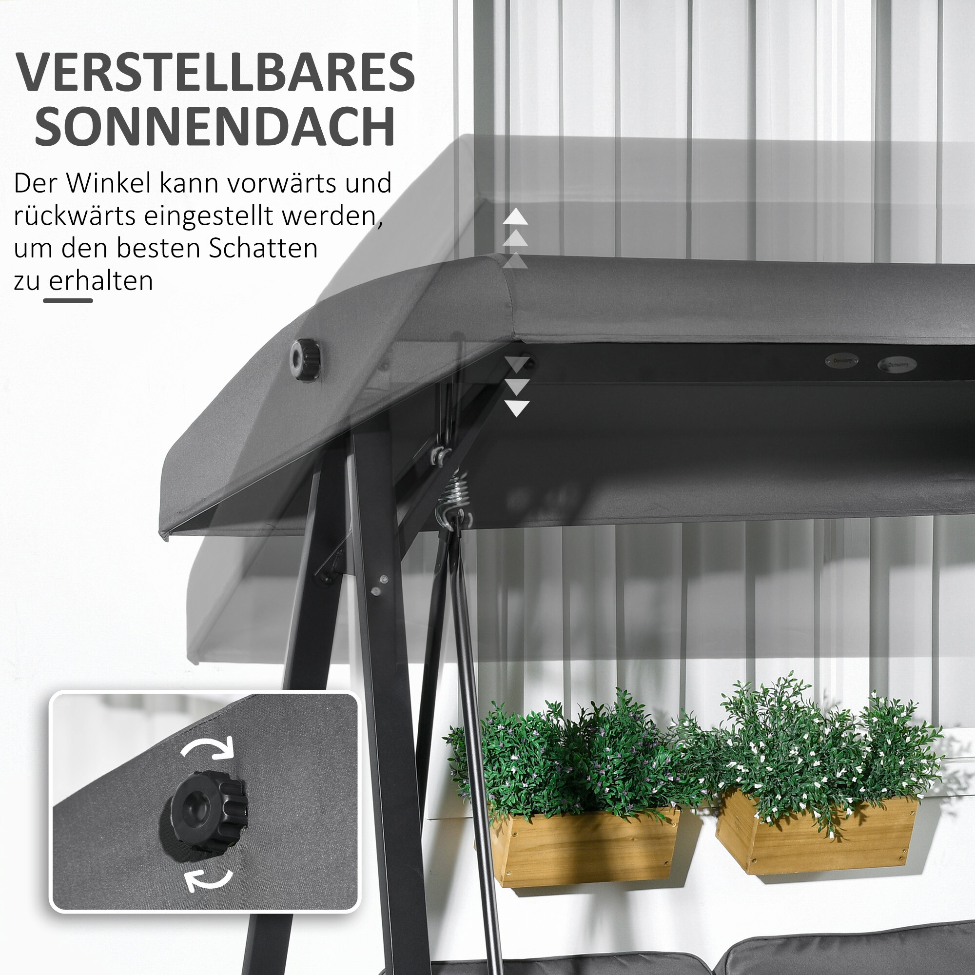 Outsunny Hollywoodschaukel dunkelgrau Polyester B/H/L: ca. 116x172x145 cm