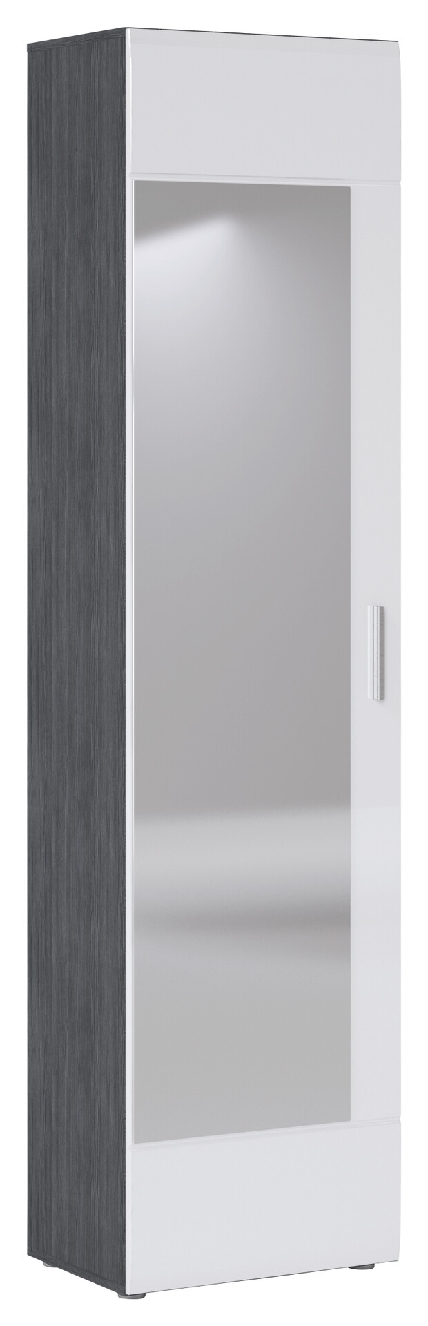 Garderobenschrank Salve Rauchsilber Nachbildung weiß Hochglanz B/H/T: ca. 50x198x35 cm