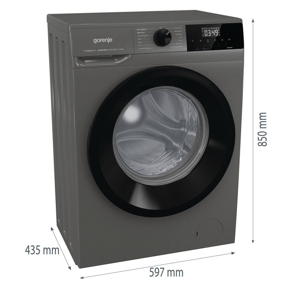 Gorenje Waschmaschine W3NHEI74SAS/DE titanfarbig B/H/T: ca. 60x85x44 cm ca. 7 kg
