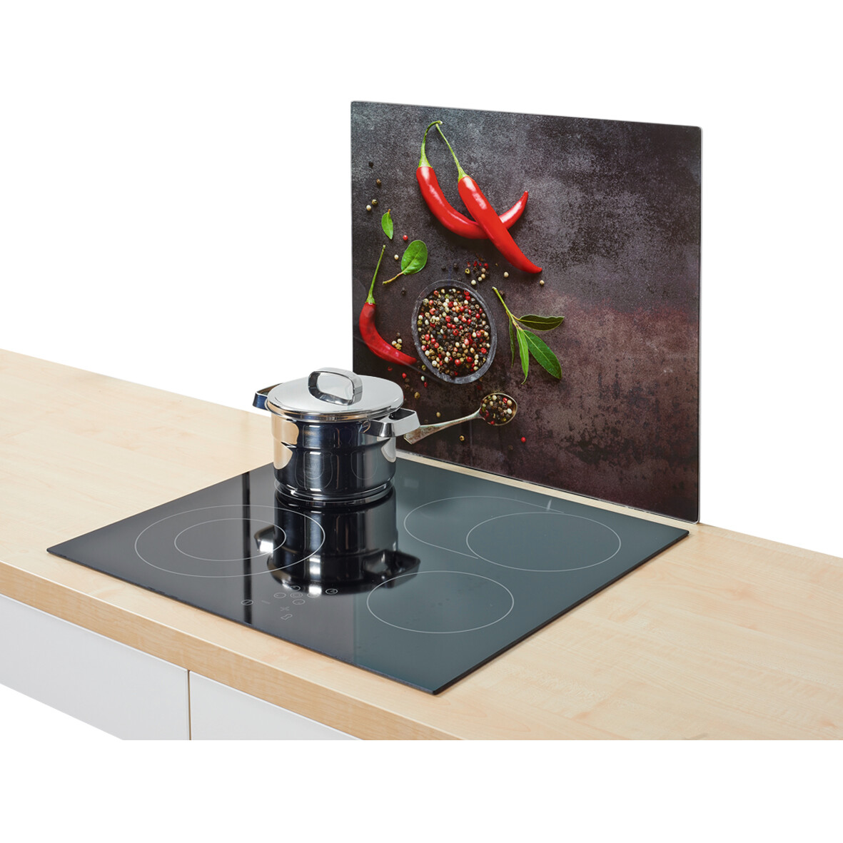 Zeller Herdblende-/Abdeckplatte Chili anthrazit Glas B/H/L: ca. 50x0,8x56 cm