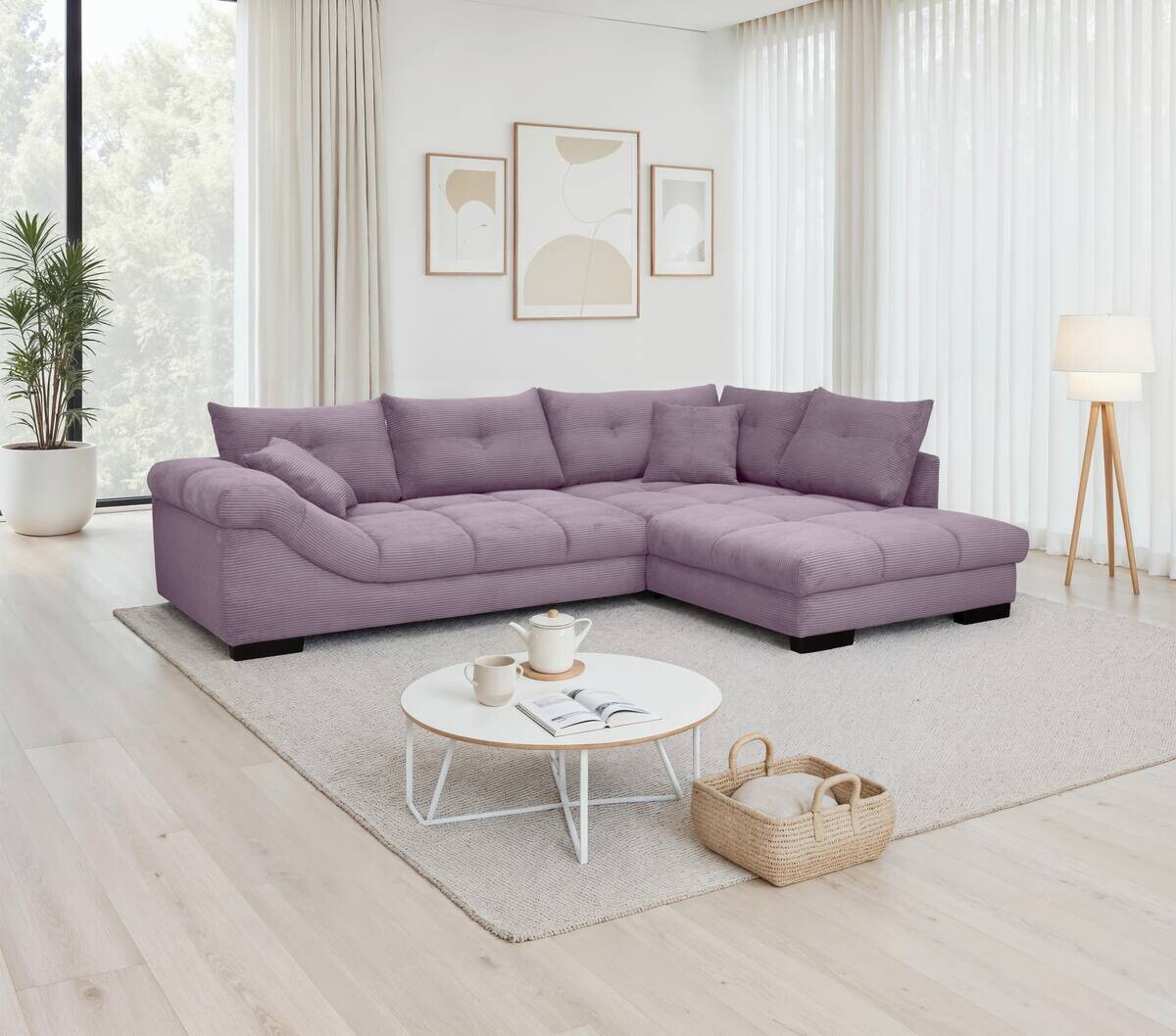 Ecksofa flieder Microfaser B/H/T: ca. 318x92x227 cm