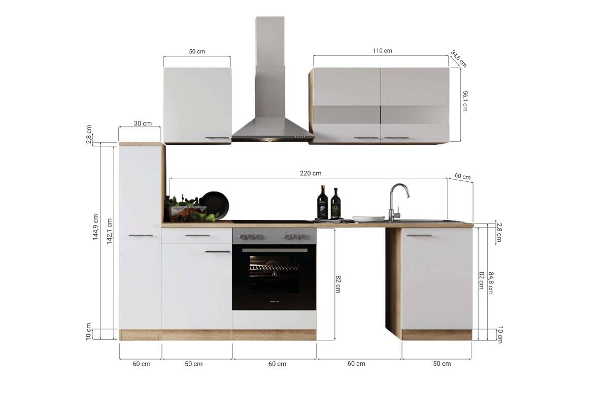 Respekta Küchenblock Merle grau B/H/T: ca. 250x200x60 cm