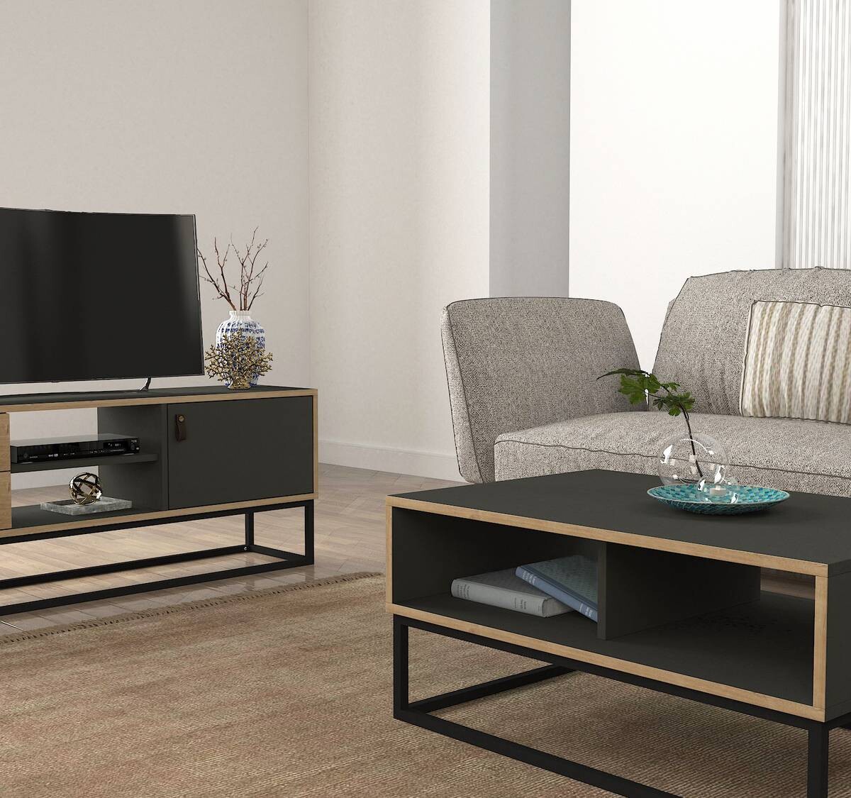 Couchtisch Dolores anthrazit Saphir B/H/T: ca. 90x41,6x60 cm