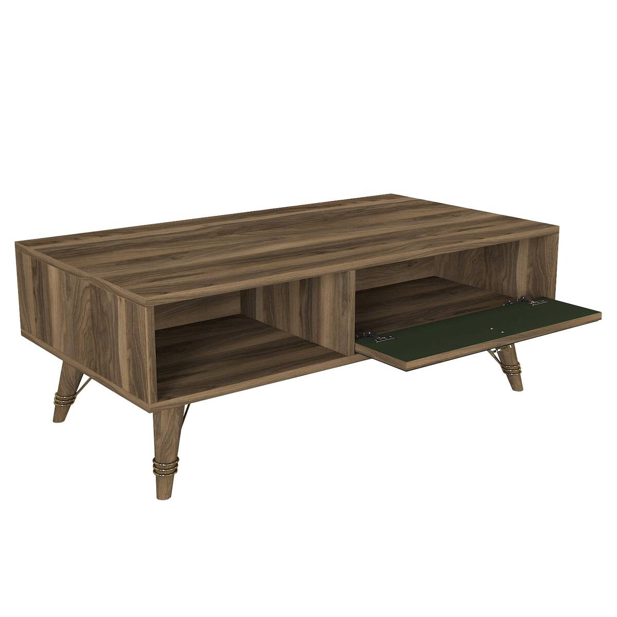 Couchtisch Valente walnuss Nachbildung dunkelgrün B/H/T: ca. 110x41,6x60 cm