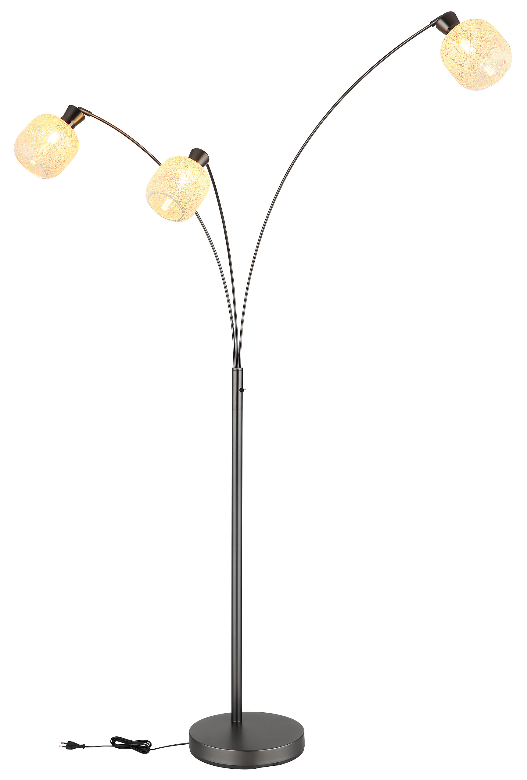 GLOBO Stehleuchte Chrom schwarz Metall Glas B/H/L: ca. 14x133x35 cm 3 Brennstellen