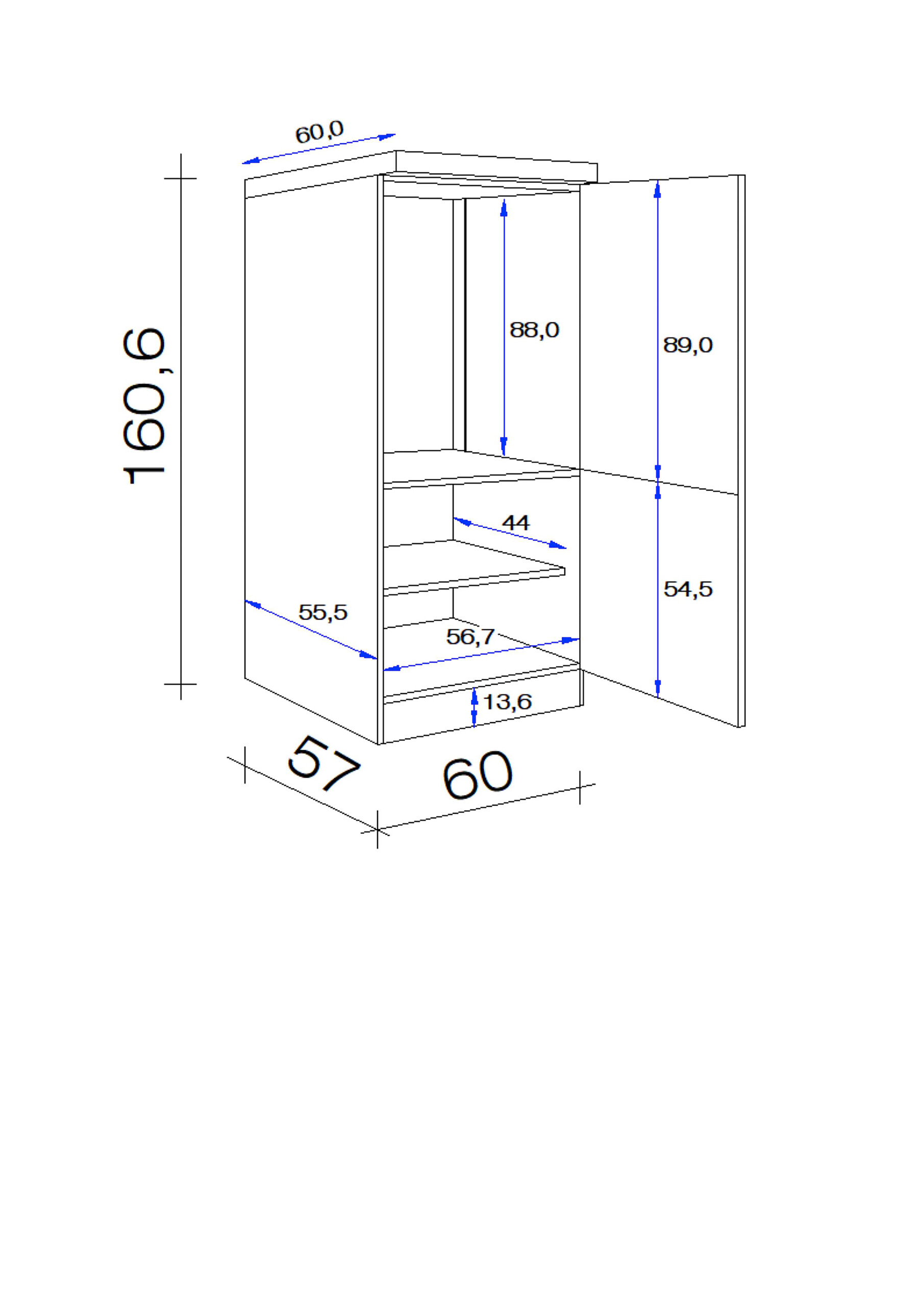 Kühlumbauschrank Avila Magnolie matt B/H/T: ca. 60x161x60 cm Kühlumbauschrank Avila Magnolie matt B/H/T: ca. 60x161x60 cm