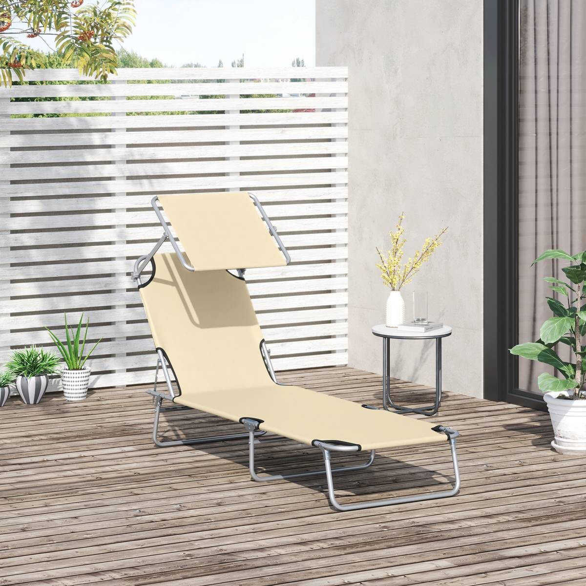 Outsunny Sonnenliege beige Stoff B/H/L: ca. 58x36x187 cm