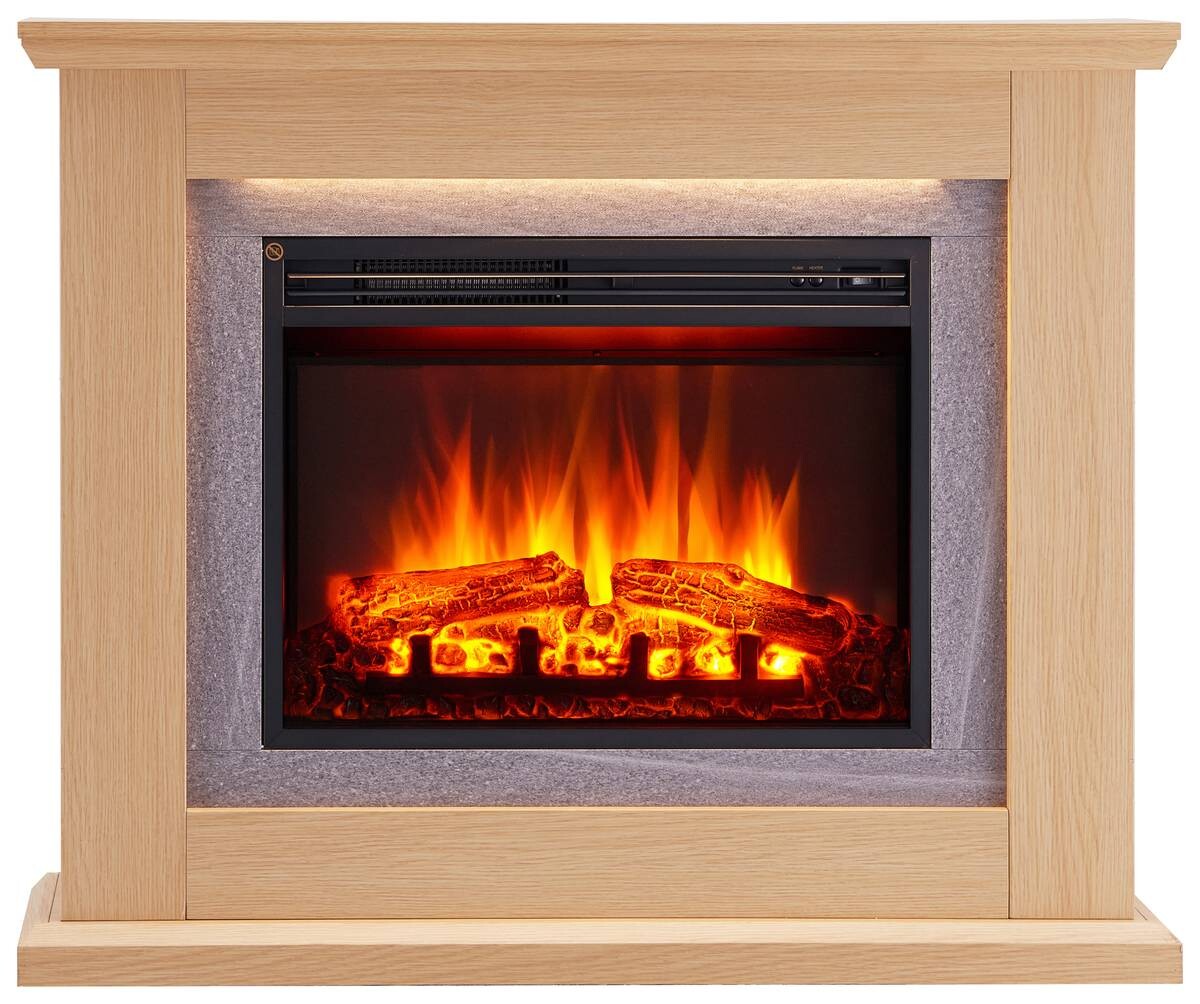 Balderia Elektrischer Kamin Kamin hellbraun MDF B/H/T: ca. 100x84x25 cm