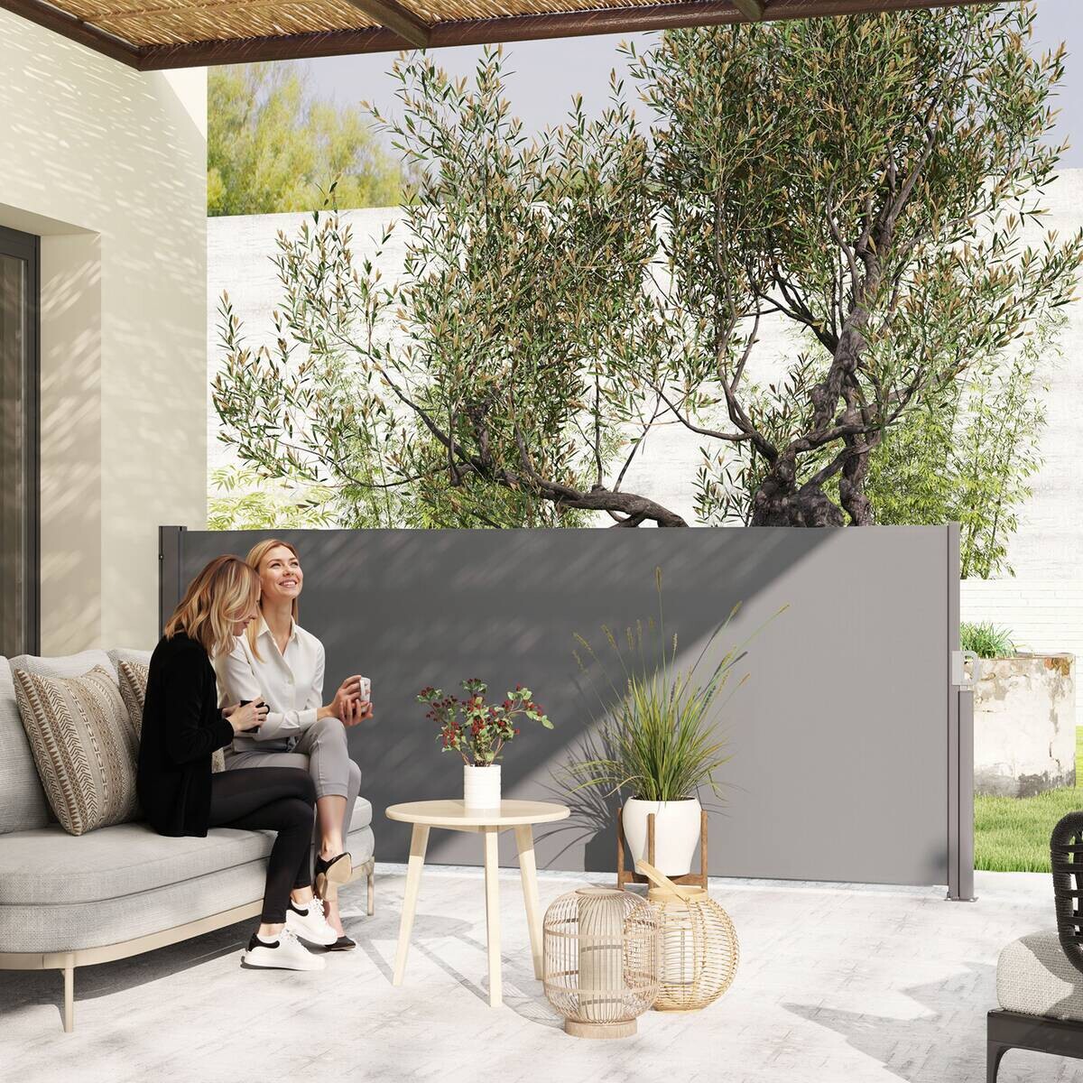 Outsunny Seitenmarkise dunkelgrau Polyester B/H/L: ca. 1x140x300 cm